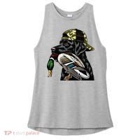 Labrador Hunting Dog With Duck Hello Hunting Season Ladies PosiCharge Tri-Blend Wicking Tank thumb 0