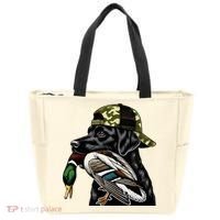 Labrador Hunting Dog With Duck Hello Hunting Season Tote Bag thumb 0