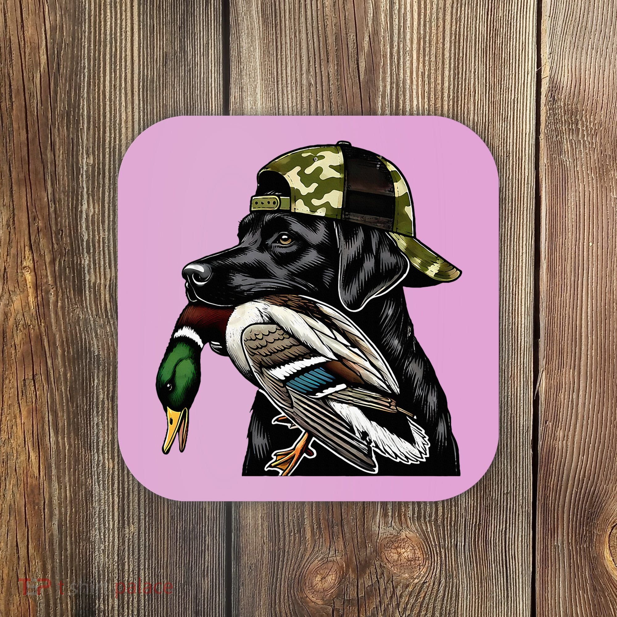 Labrador Hunting Dog With Duck Hello Hunting Season Coaster