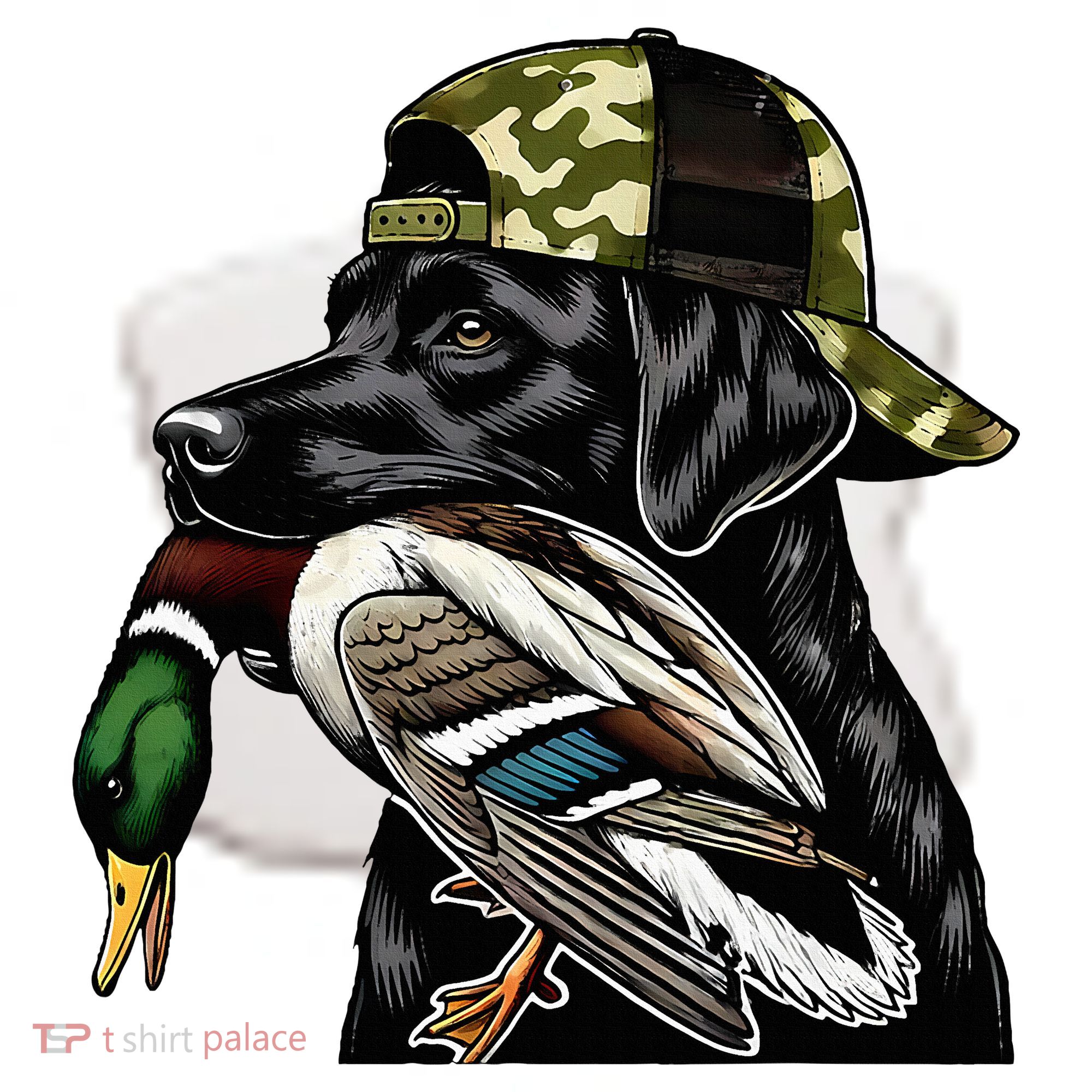 Labrador Hunting Dog With Duck Hello Hunting Season Ceramic Ornament
