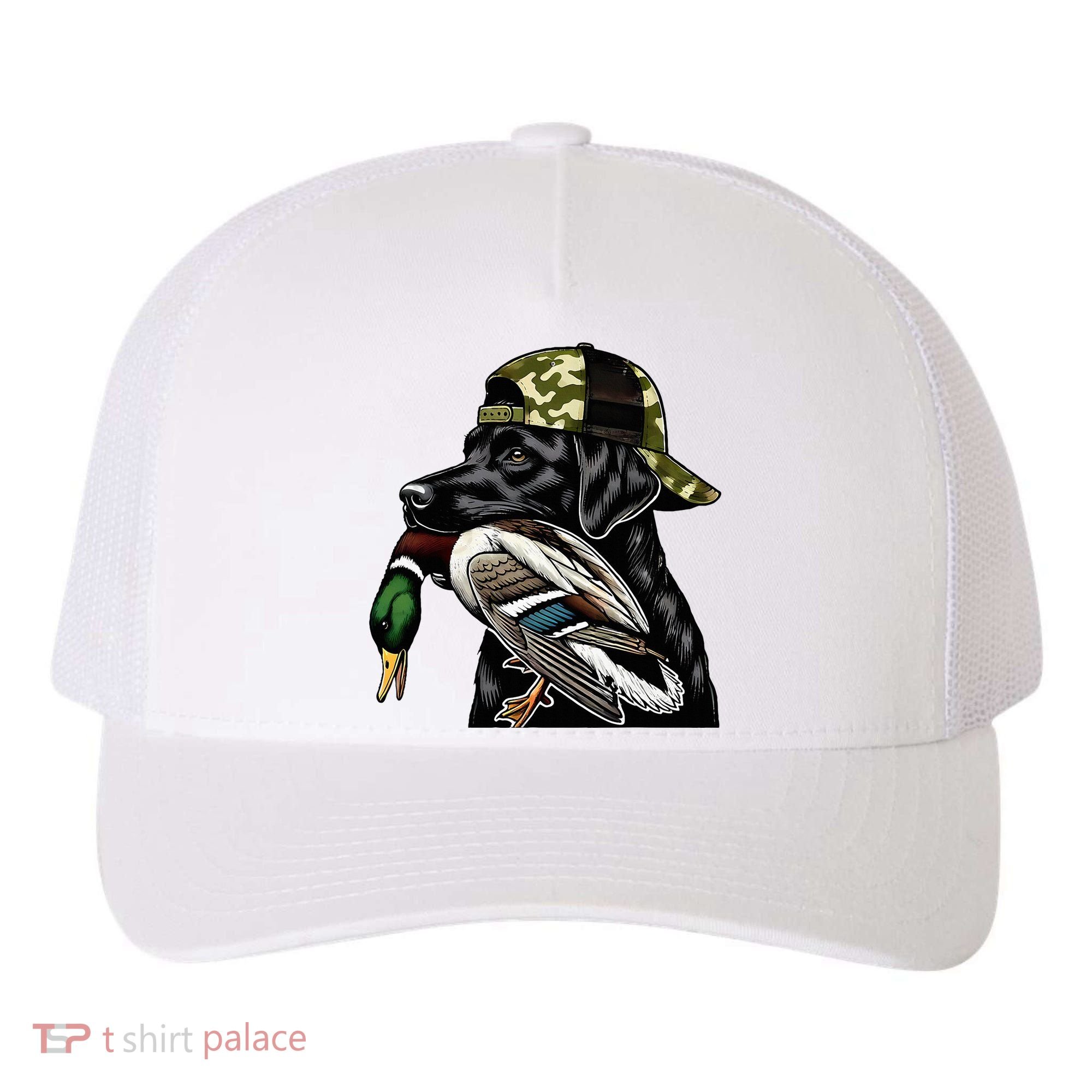 Labrador Hunting Dog With Duck Hello Hunting Season Yupoong Adult 5-Panel Trucker Hat