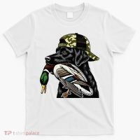 Labrador Hunting Dog With Duck Hello Hunting Season T-Shirt thumb 0