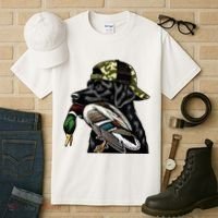Labrador Hunting Dog With Duck Hello Hunting Season Tall T-Shirt thumb 3