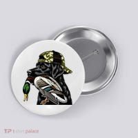 Labrador Hunting Dog With Duck Hello Hunting Season Button thumb 0