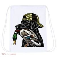 Labrador Hunting Dog With Duck Hello Hunting Season Drawstring Bag thumb 0