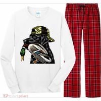 Labrador Hunting Dog With Duck Hello Hunting Season Long Sleeve Pajama Set thumb 0