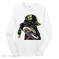Labrador Hunting Dog With Duck Hello Hunting Season Tall Long Sleeve Shirt thumb 0
