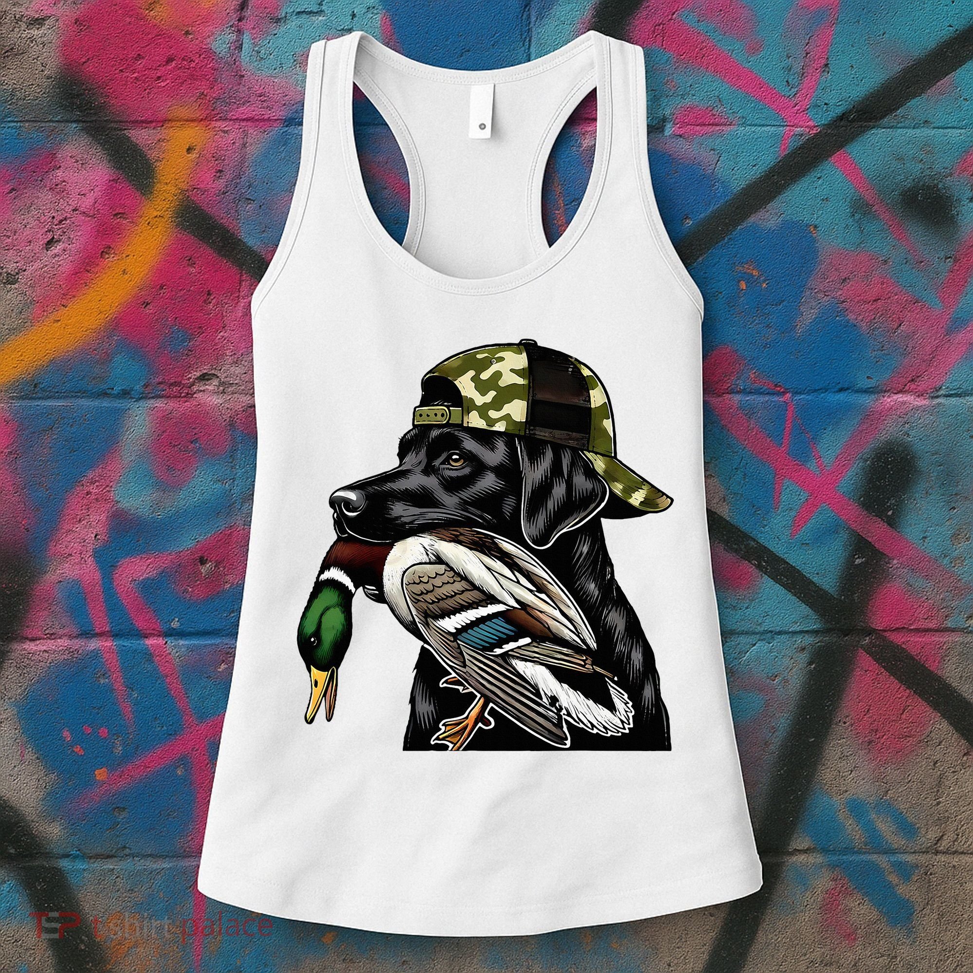 Labrador Hunting Dog With Duck Hello Hunting Season Women's Tank Top