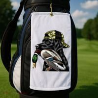 Labrador Hunting Dog With Duck Hello Hunting Season Golf Towel thumb 2