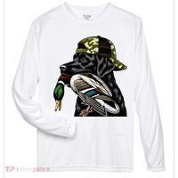 Labrador Hunting Dog With Duck Hello Hunting Season Zone Performance Long-Sleeve T-Shirt thumb 0