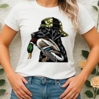 Labrador Hunting Dog With Duck Hello Hunting Season Women's T-Shirt thumb 2