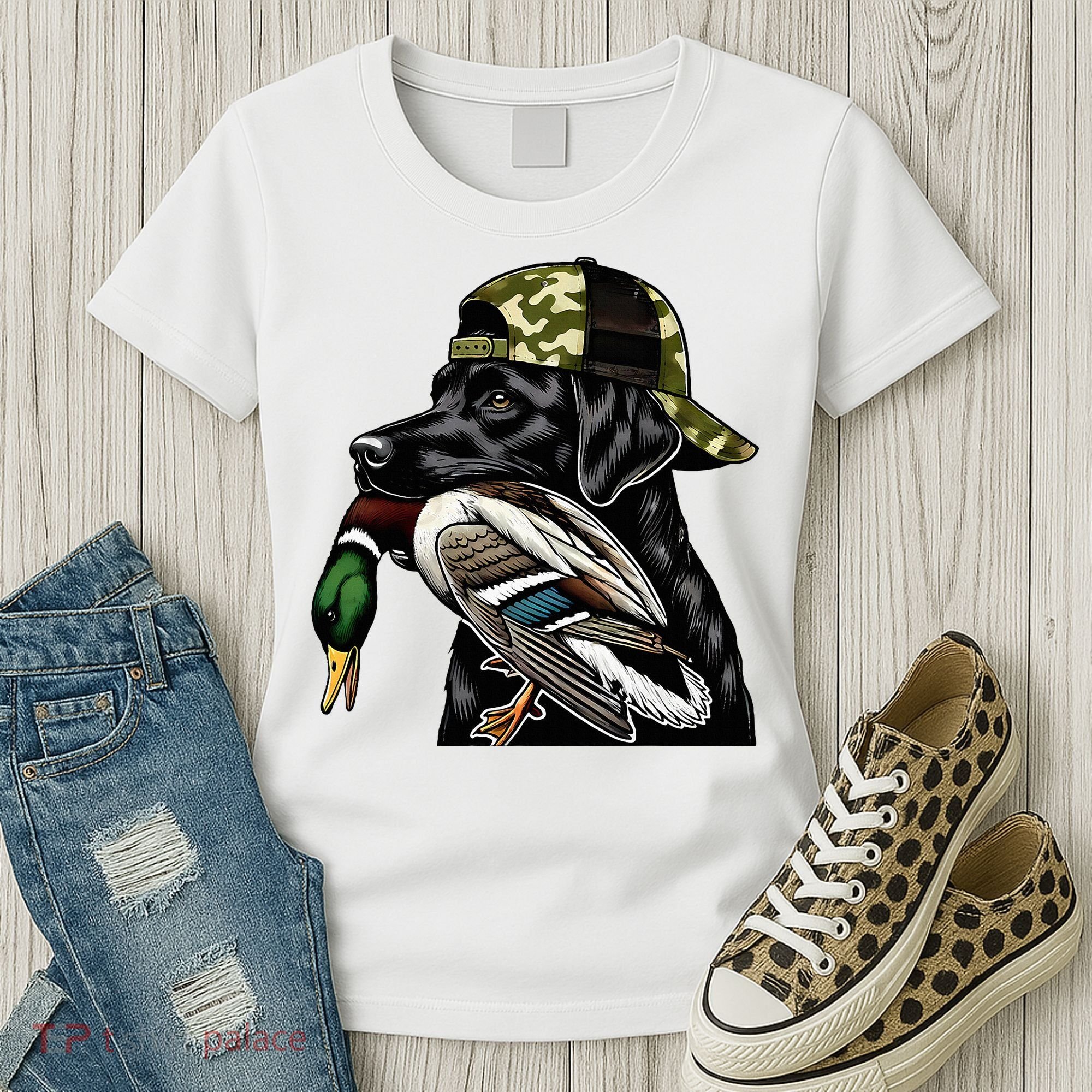 Labrador Hunting Dog With Duck Hello Hunting Season Women's T-Shirt