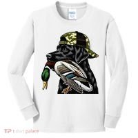 Labrador Hunting Dog With Duck Hello Hunting Season Kids Long Sleeve Shirt thumb 0