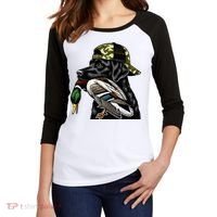 Labrador Hunting Dog With Duck Hello Hunting Season Women's Tri-Blend 3/4-Sleeve Raglan Shirt thumb 2