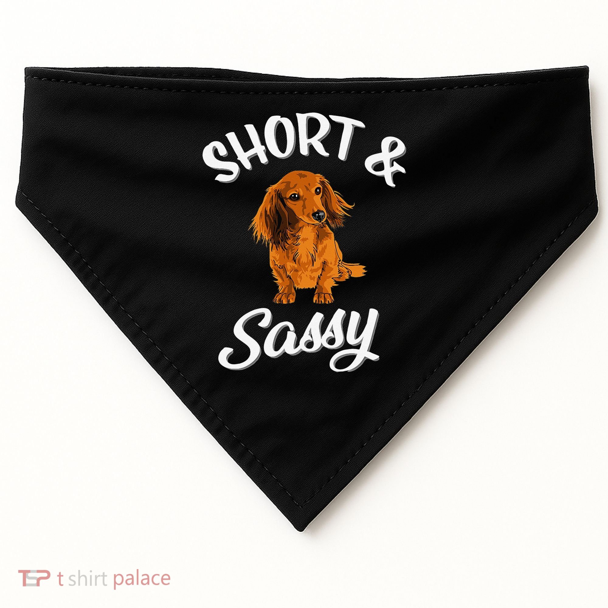 Long Haired Dachshund funny animal lovers USA-Made Doggie Bandana