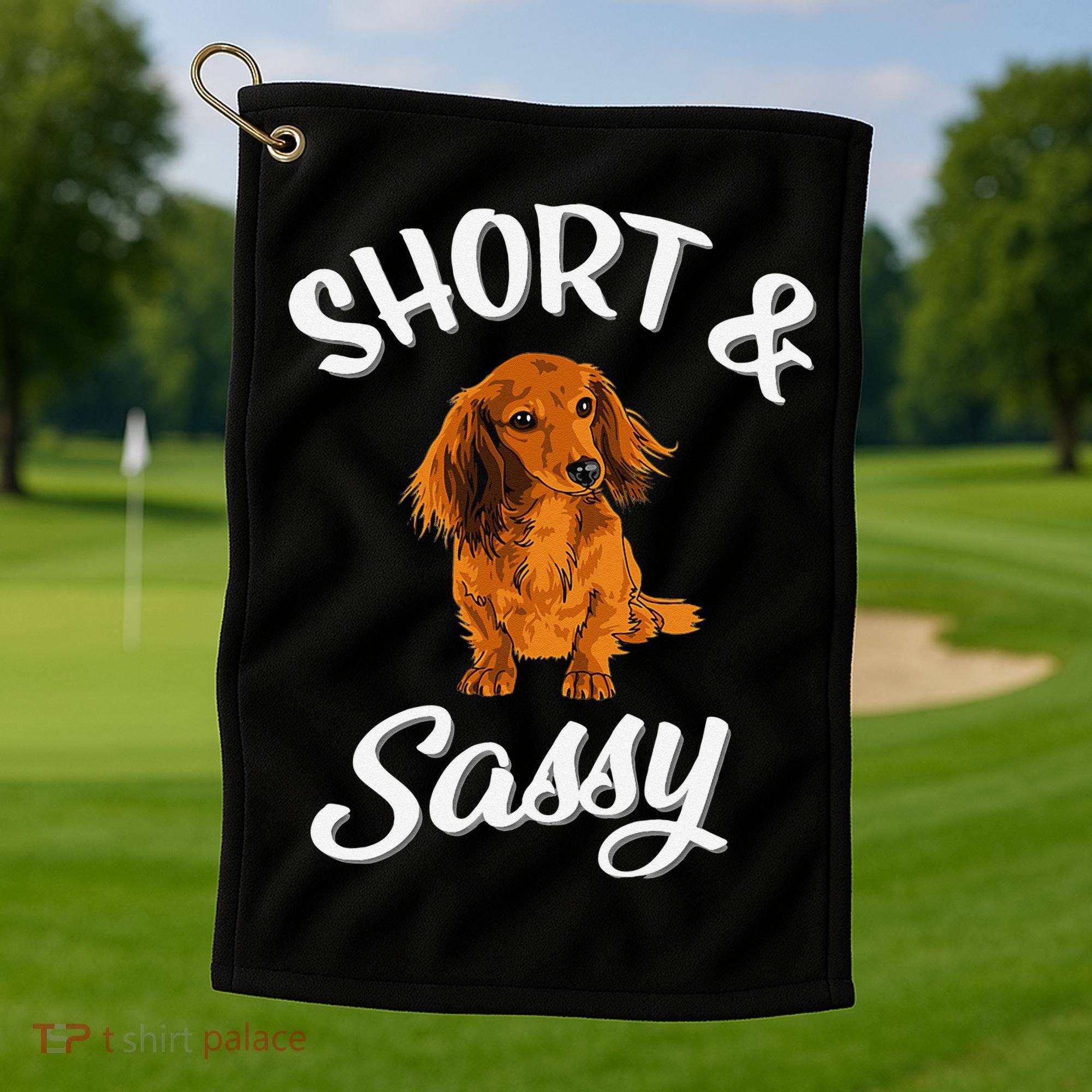 Long Haired Dachshund funny animal lovers Golf Towel