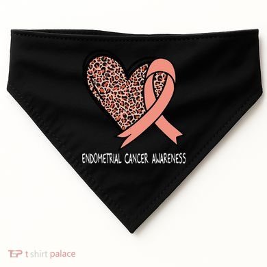 Leopard Heart Endometrial Cancer Awareness Peach USA-Made Doggie Bandana