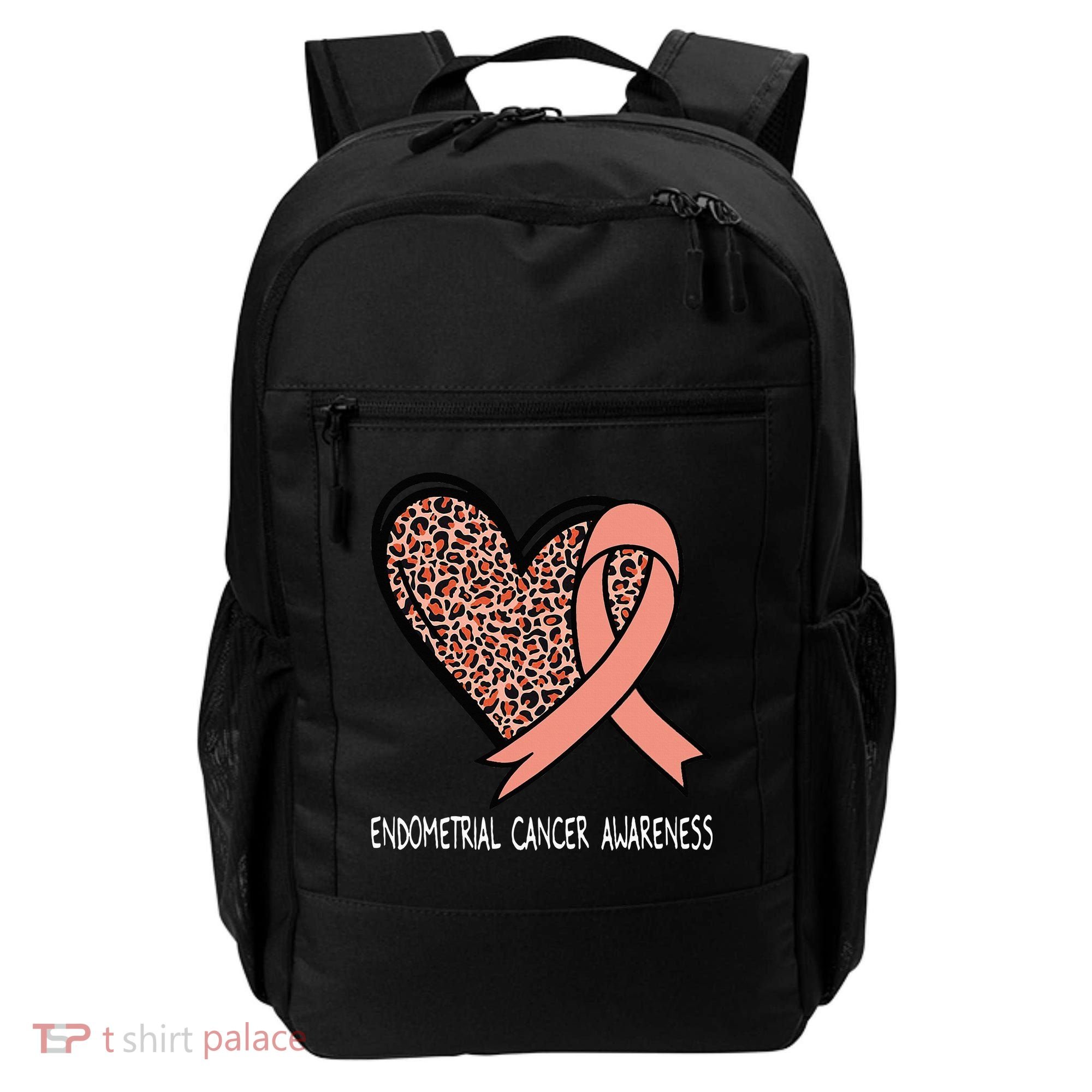 Leopard Heart Endometrial Cancer Awareness Peach Backpack