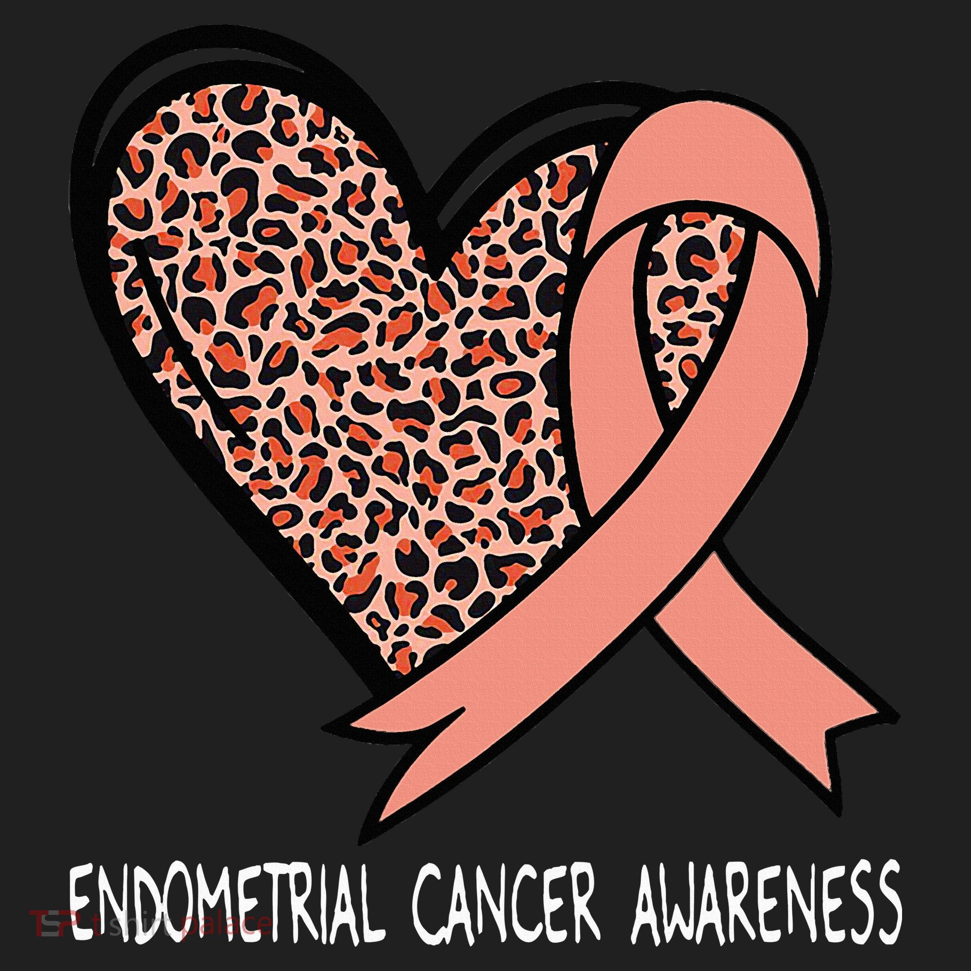 Leopard Heart Endometrial Cancer Awareness Peach Beanie