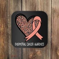 Leopard Heart Endometrial Cancer Awareness Peach Coaster thumb 0