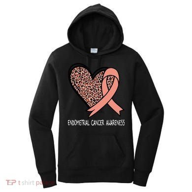 Leopard Heart Endometrial Cancer Awareness Peach Women's Hoodie