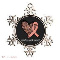 Leopard Heart Endometrial Cancer Awareness Peach Ornament thumb 0