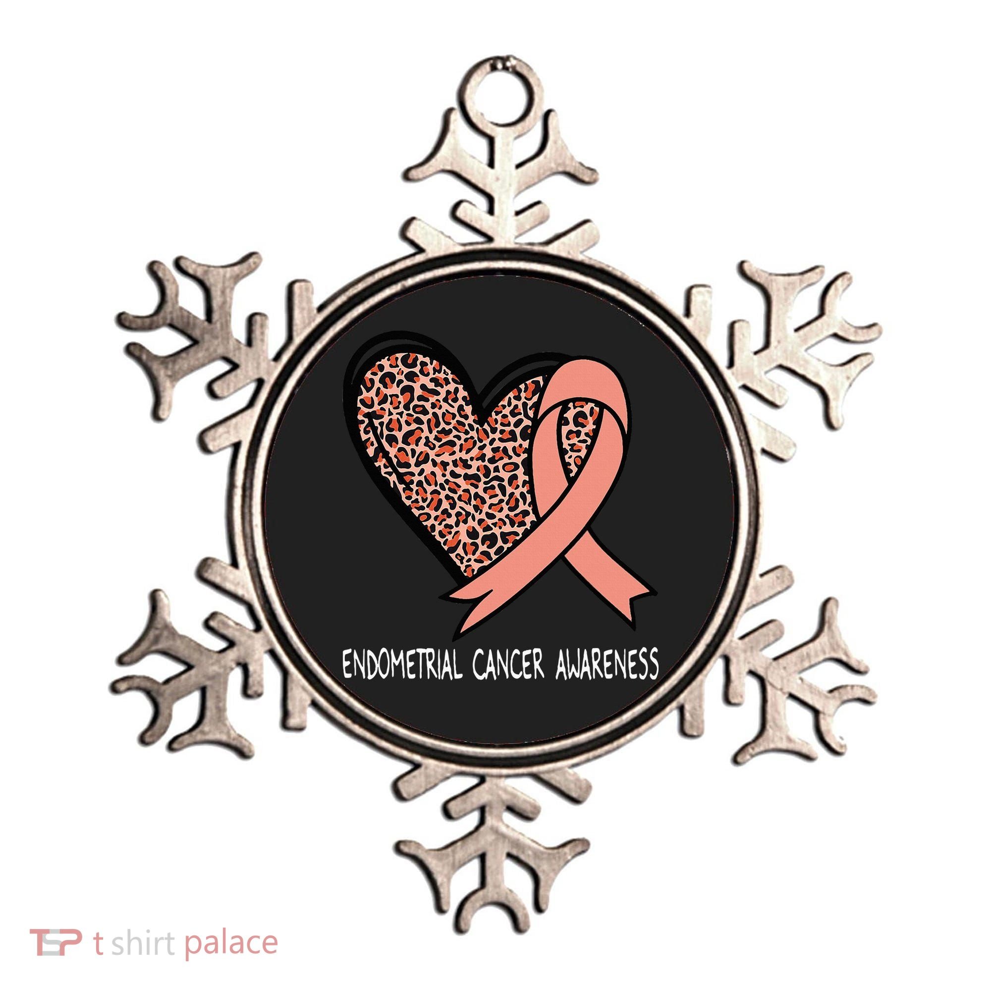 Leopard Heart Endometrial Cancer Awareness Peach Ornament
