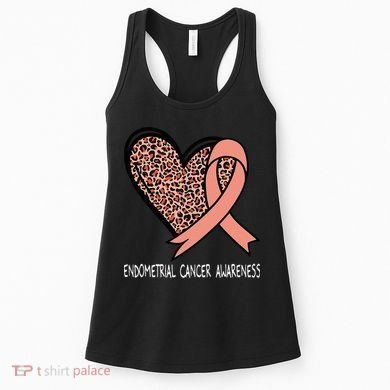 Leopard Heart Endometrial Cancer Awareness Peach Women's Tank Top