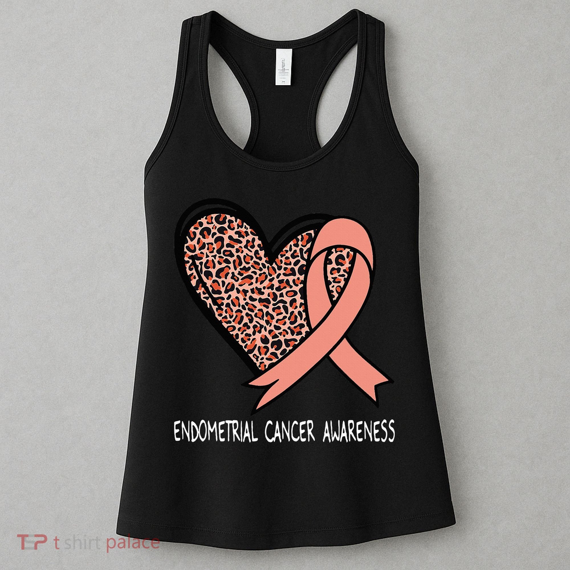 Leopard Heart Endometrial Cancer Awareness Peach Women's Tank Top