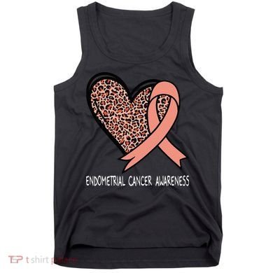 Leopard Heart Endometrial Cancer Awareness Peach Tank Top