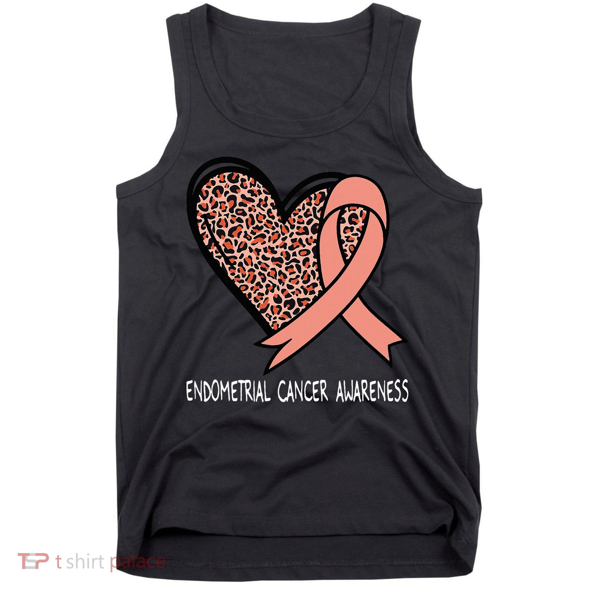 Leopard Heart Endometrial Cancer Awareness Peach Tank Top
