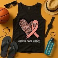Leopard Heart Endometrial Cancer Awareness Peach Tank Top thumb 4