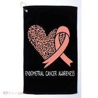 Leopard Heart Endometrial Cancer Awareness Peach Golf Towel thumb 0