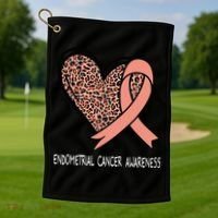 Leopard Heart Endometrial Cancer Awareness Peach Golf Towel thumb 1