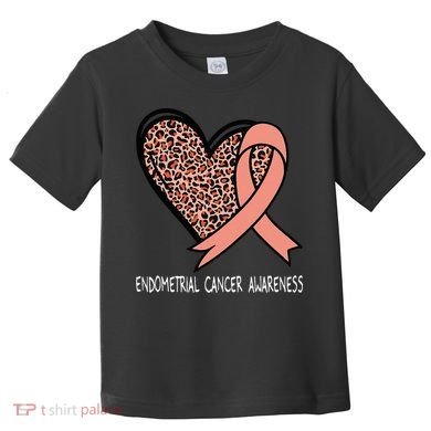 Leopard Heart Endometrial Cancer Awareness Peach Toddler T-Shirt
