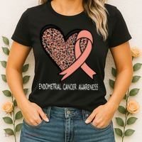 Leopard Heart Endometrial Cancer Awareness Peach Women's T-Shirt thumb 2
