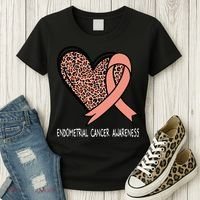 Leopard Heart Endometrial Cancer Awareness Peach Women's T-Shirt thumb 3