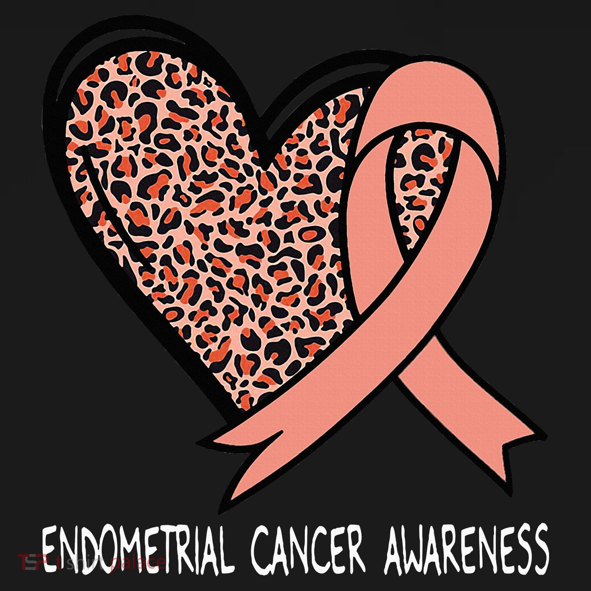 Leopard Heart Endometrial Cancer Awareness Peach Kids Sweatshirt