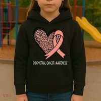 Leopard Heart Endometrial Cancer Awareness Peach Kids Hoodie thumb 3