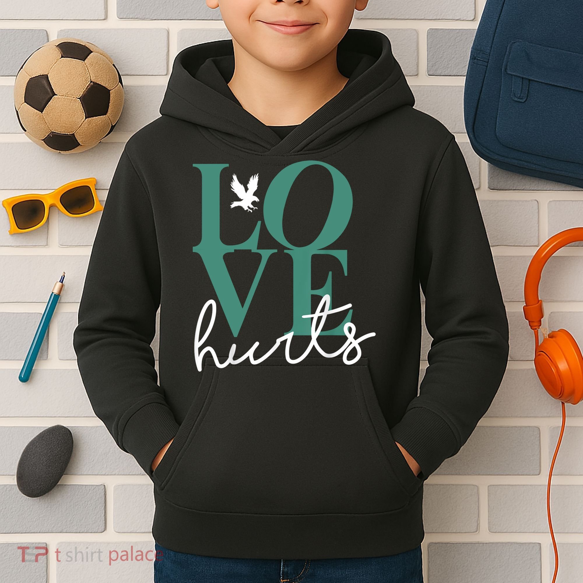 Love Hurts Eagle Retro Kids Hoodie