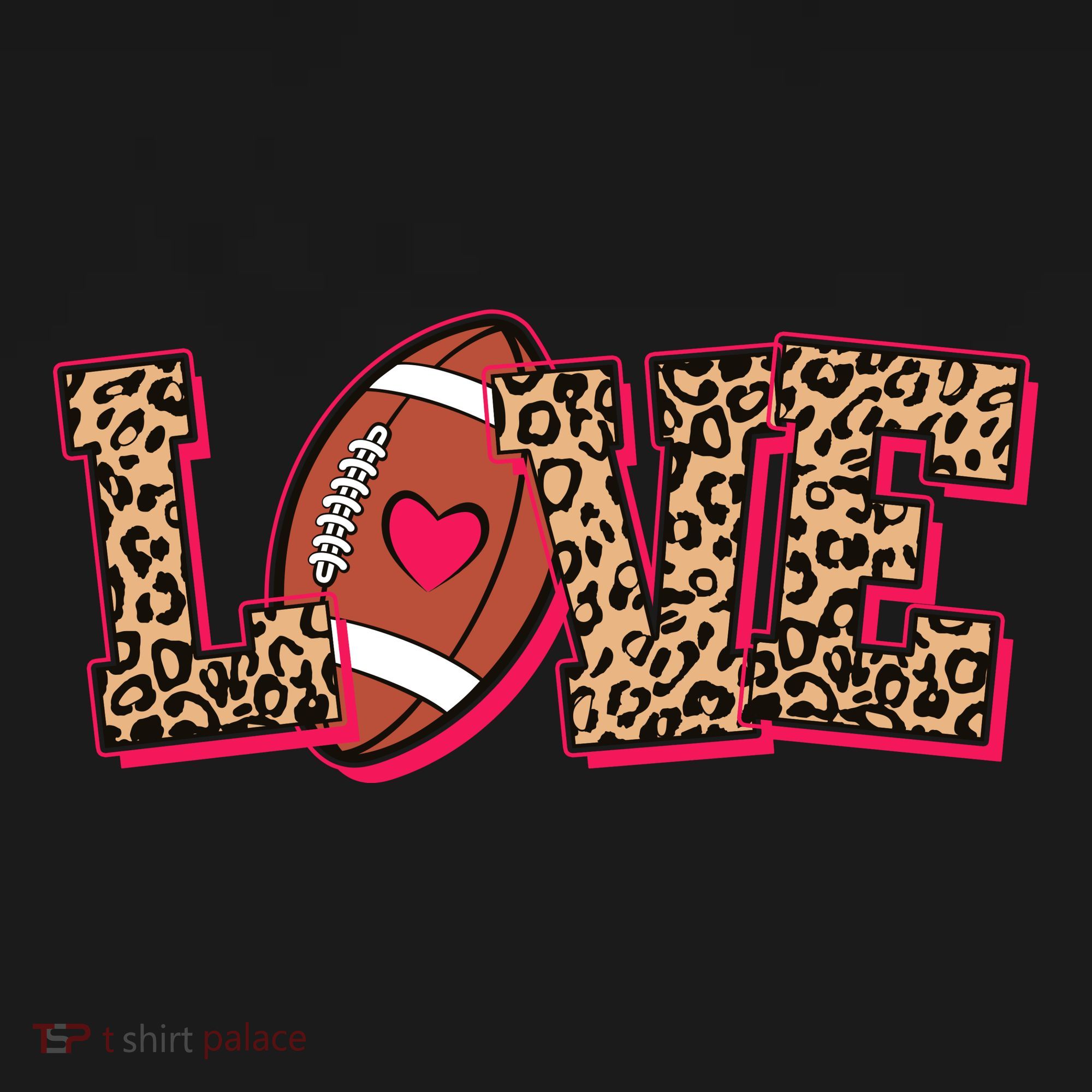 Love Heart Football Sports Fan Cute Leopard Print Women's Tank Top