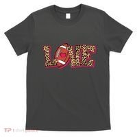 Love Heart Football Sports Fan Cute Leopard Print T-Shirt thumb 0