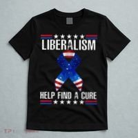 Liberalism Help Find The Cure USA Ribbon Funny Political  T-Shirt thumb 5