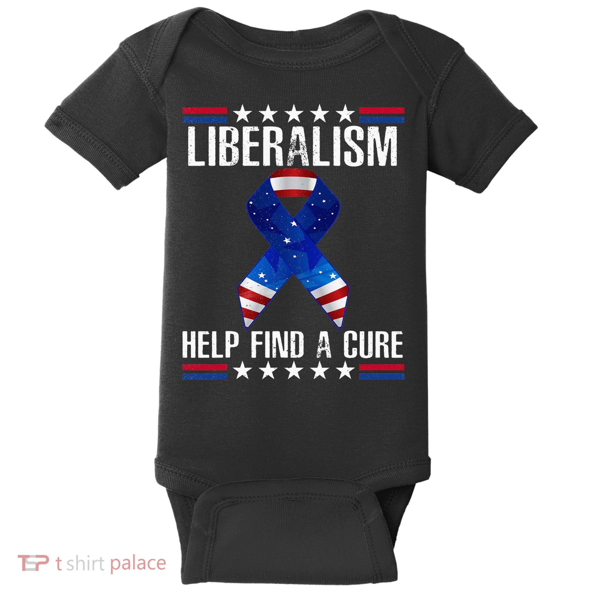 Liberalism Help Find The Cure USA Ribbon Funny Political  Baby Bodysuit