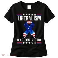Liberalism Help Find The Cure USA Ribbon Funny Political  Women's T-Shirt thumb 0