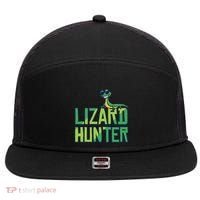 Lizard Hunter Funny Gecko Reptile Owner Gift 7 Panel Mesh Trucker Snapback Hat thumb 0