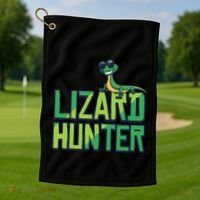 Lizard Hunter Funny Gecko Reptile Owner Gift Golf Towel thumb 1