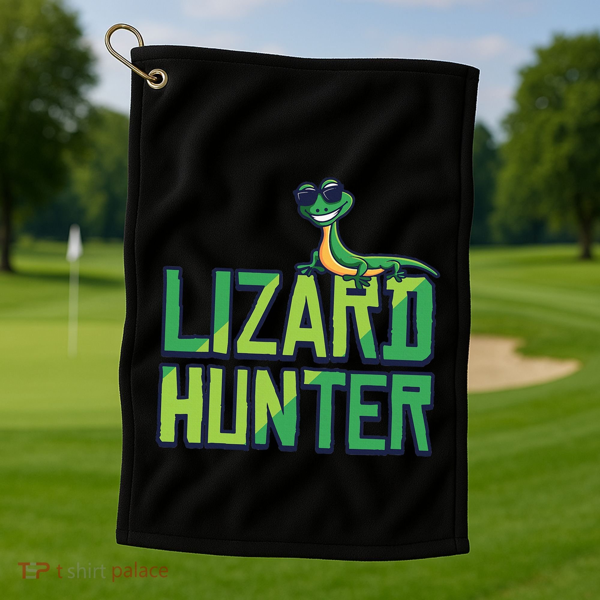 Lizard Hunter Funny Gecko Reptile Owner Gift Golf Towel