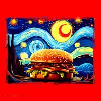 Love Hamburger Food Burger Van Gogh Santa Hat thumb 1