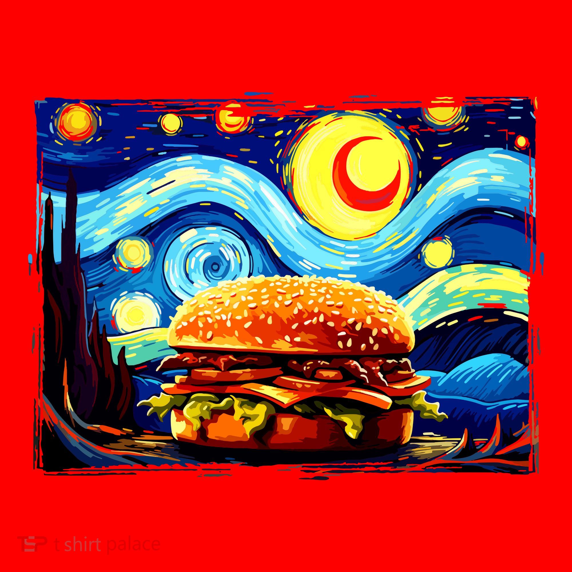 Love Hamburger Food Burger Van Gogh Santa Hat
